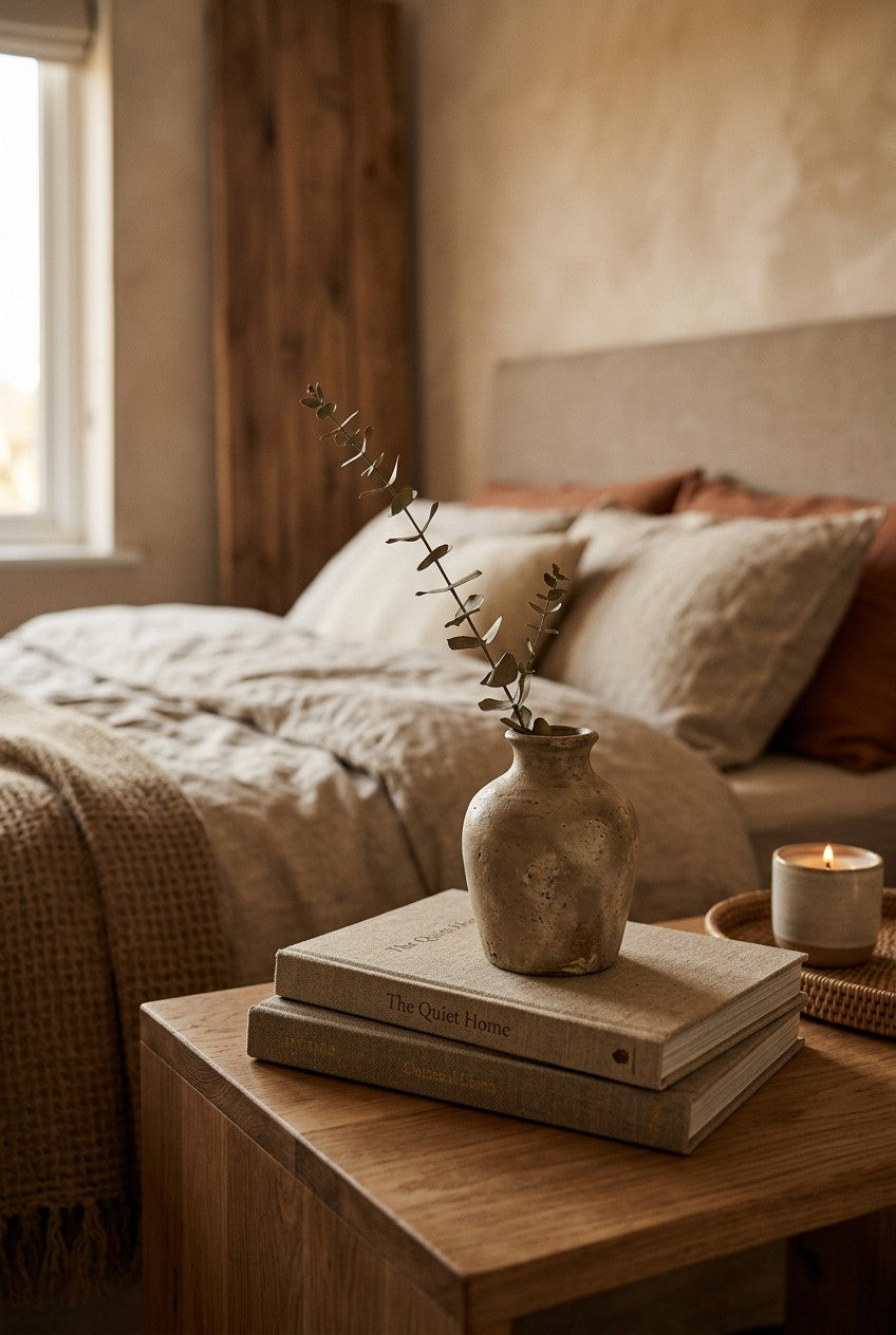 Aged Ceramic Bud Vase with a single stem